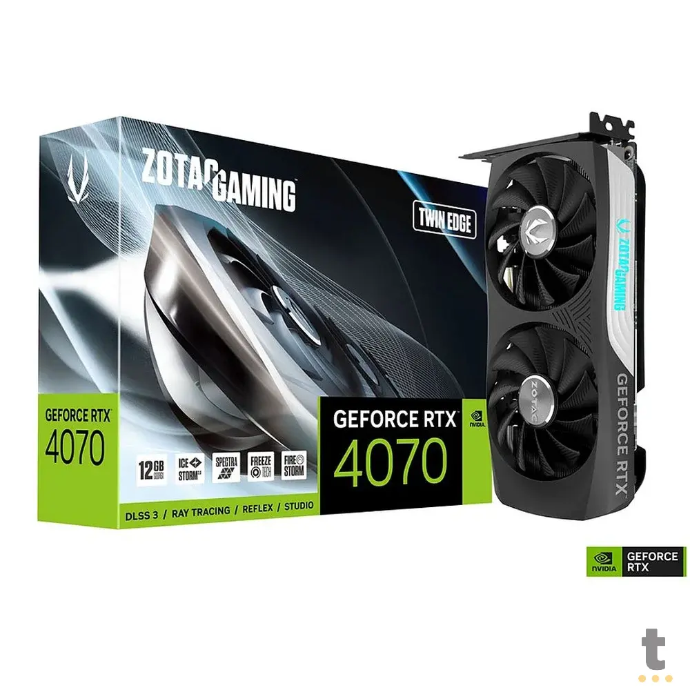 Placa De Video Zotac Nvidia Geforce Twin Edge OC RTX 4070 12gb GDDR6X 192bits 3x Displayport 1x Hdmi - Zt-D40700H-10M Truedata